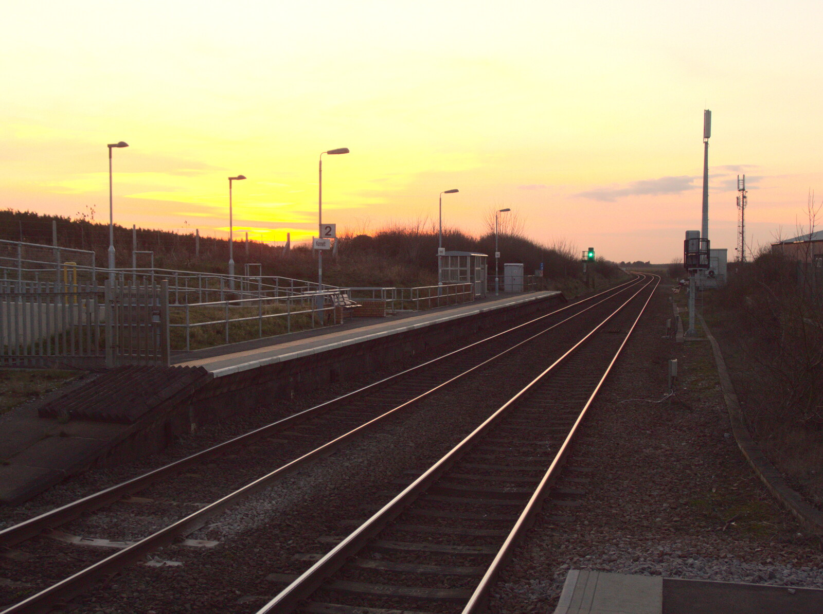 Sunset over the tracks at Kennet from Paul's Birthday and other March Miscellany - 6th March 2017
