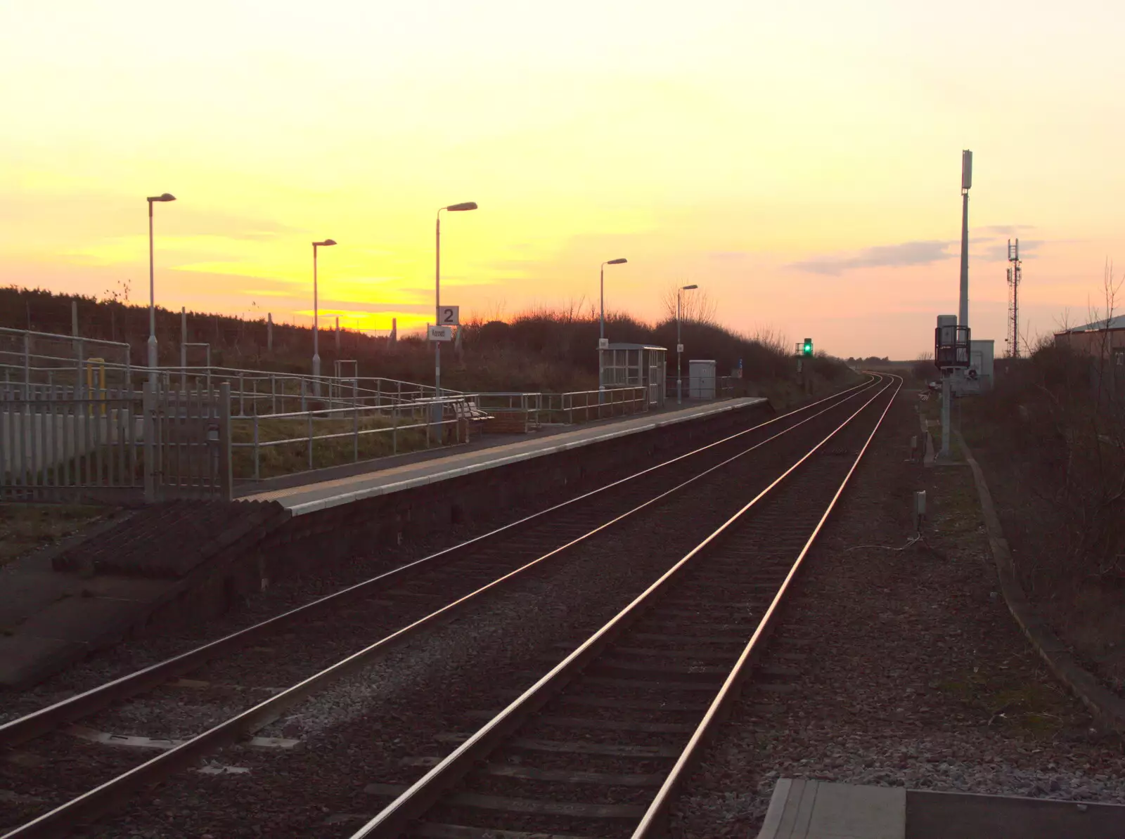 Sunset over the tracks at Kennet, from Paul's Birthday and other March Miscellany - 6th March 2017