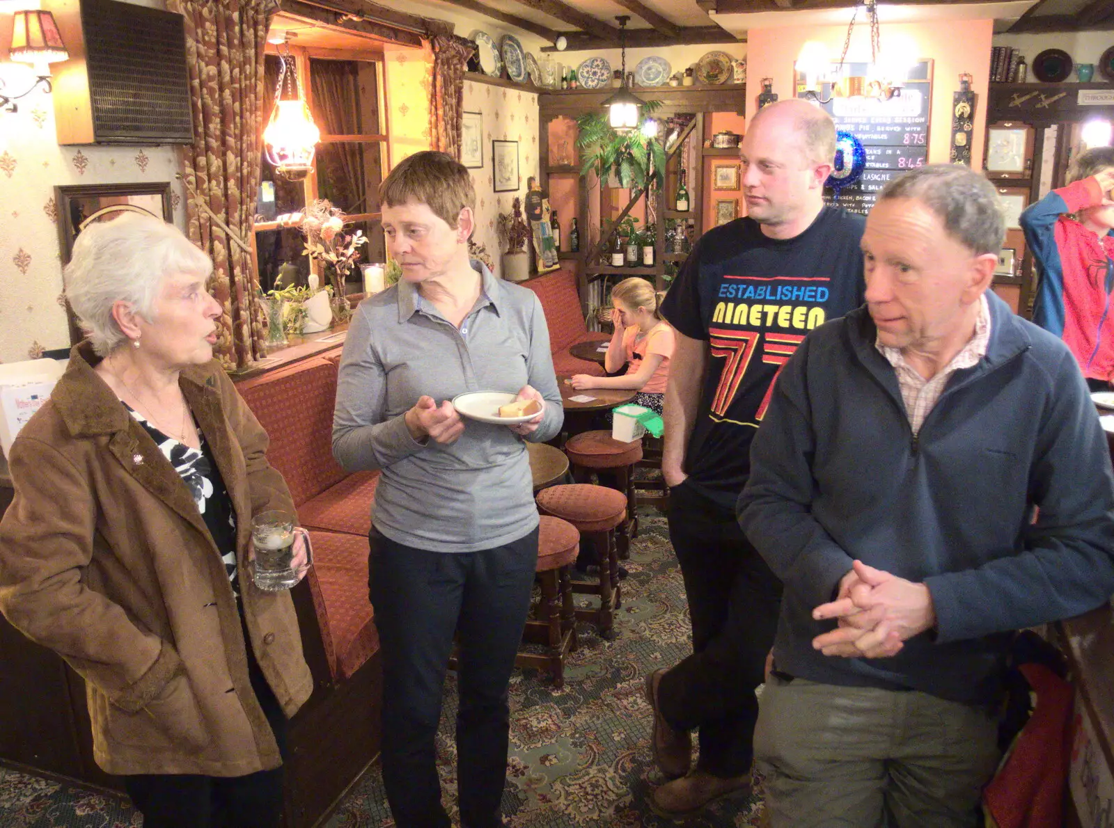 Spammy, Pippa, Paul and Apple in the Swan, from Paul's Birthday and other March Miscellany - 6th March 2017