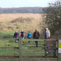 The gang sets off on the shorter trail, Redgrave and Lopham Fen, Suffolk Border - 11th March 2017