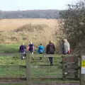 The gang sets off on the shorter trail, Redgrave and Lopham Fen, Suffolk Border - 11th March 2017