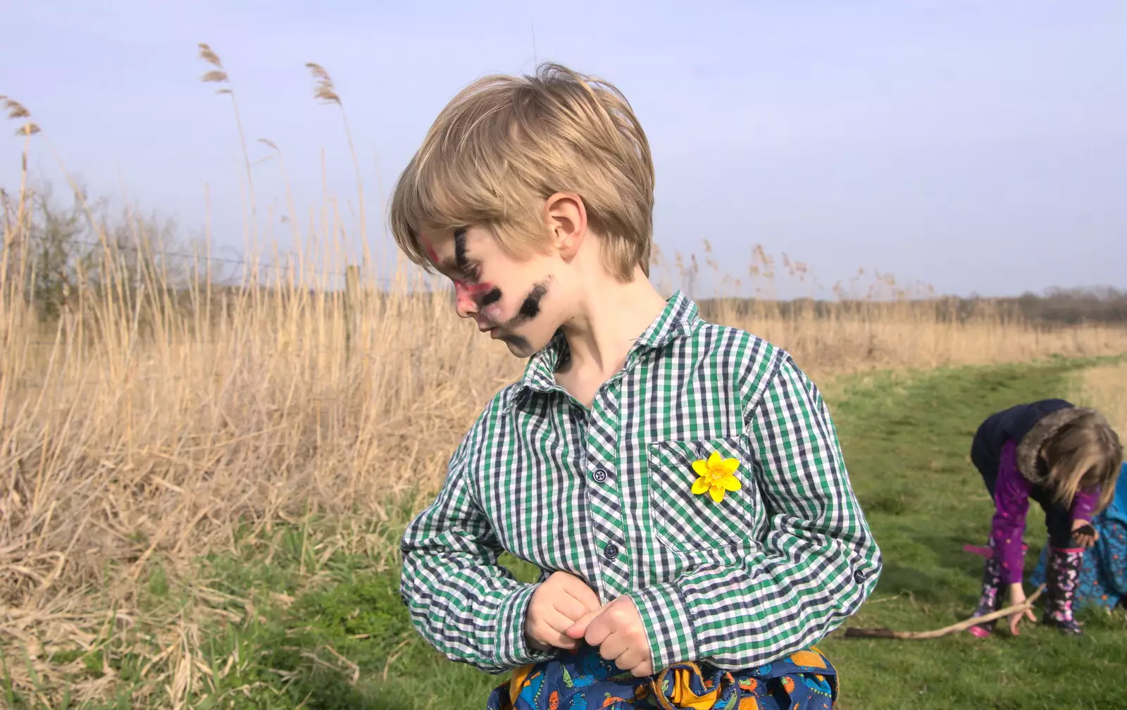 Harry with his face paint, from Redgrave and Lopham Fen, Suffolk Border - 11th March 2017