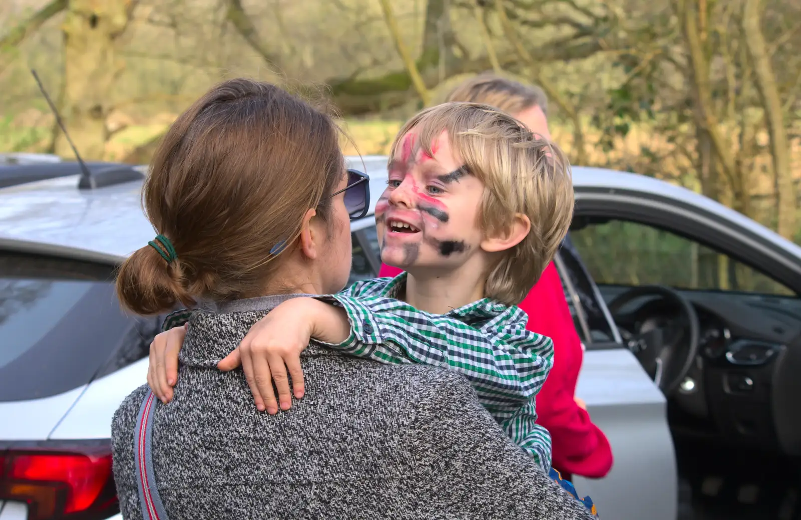 Harry gives Isobel a cuddle, from Redgrave and Lopham Fen, Suffolk Border - 11th March 2017