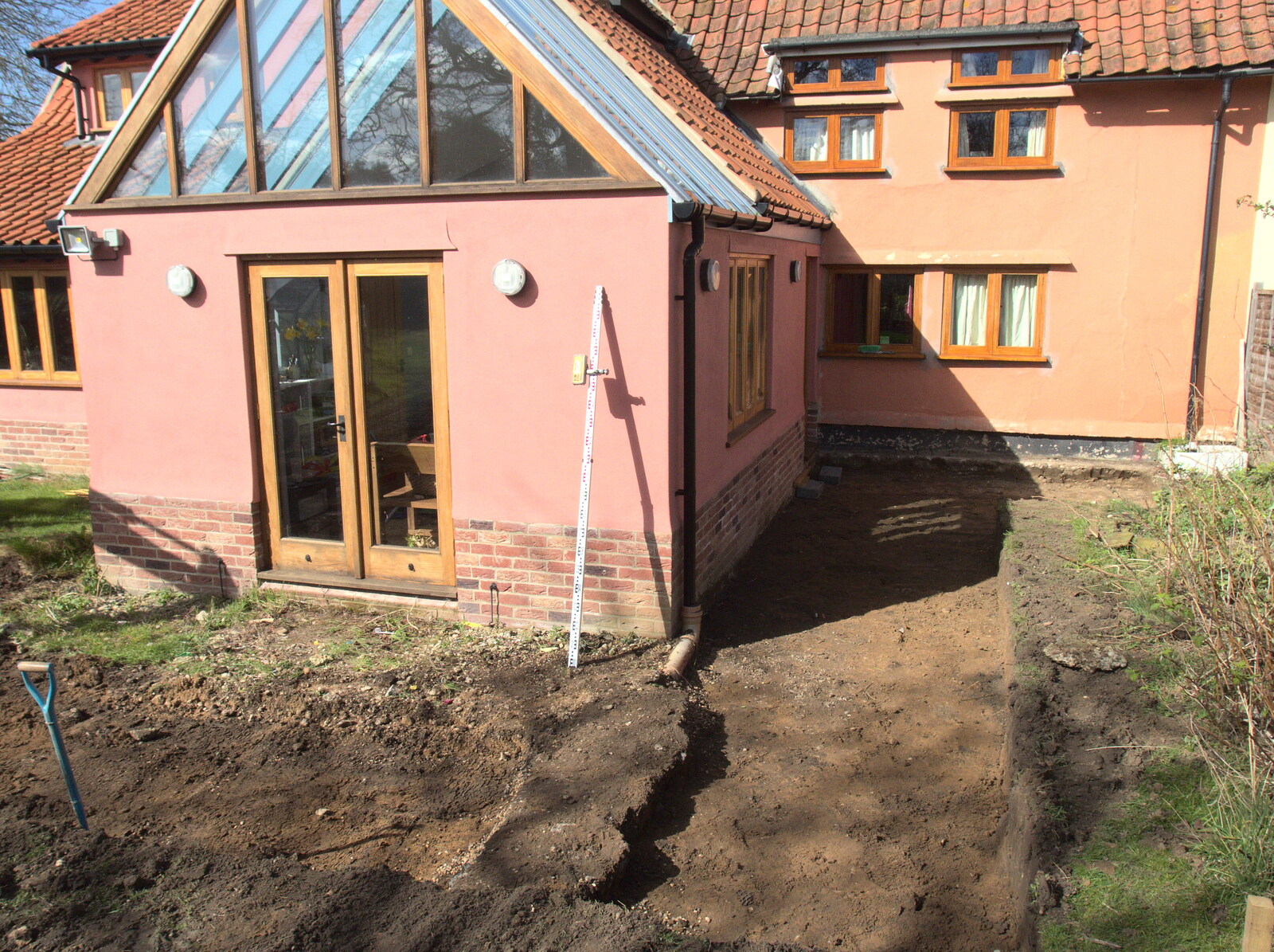 A new patio is dug from Digger Action and other March Miscellany, Suffolk and London - 21st March 2017