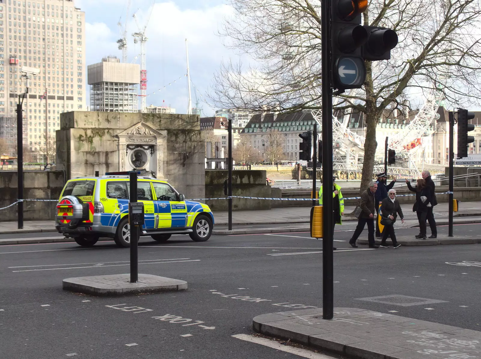 A police car on Victoria Embankment, from Digger Action and other March Miscellany, Suffolk and London - 21st March 2017