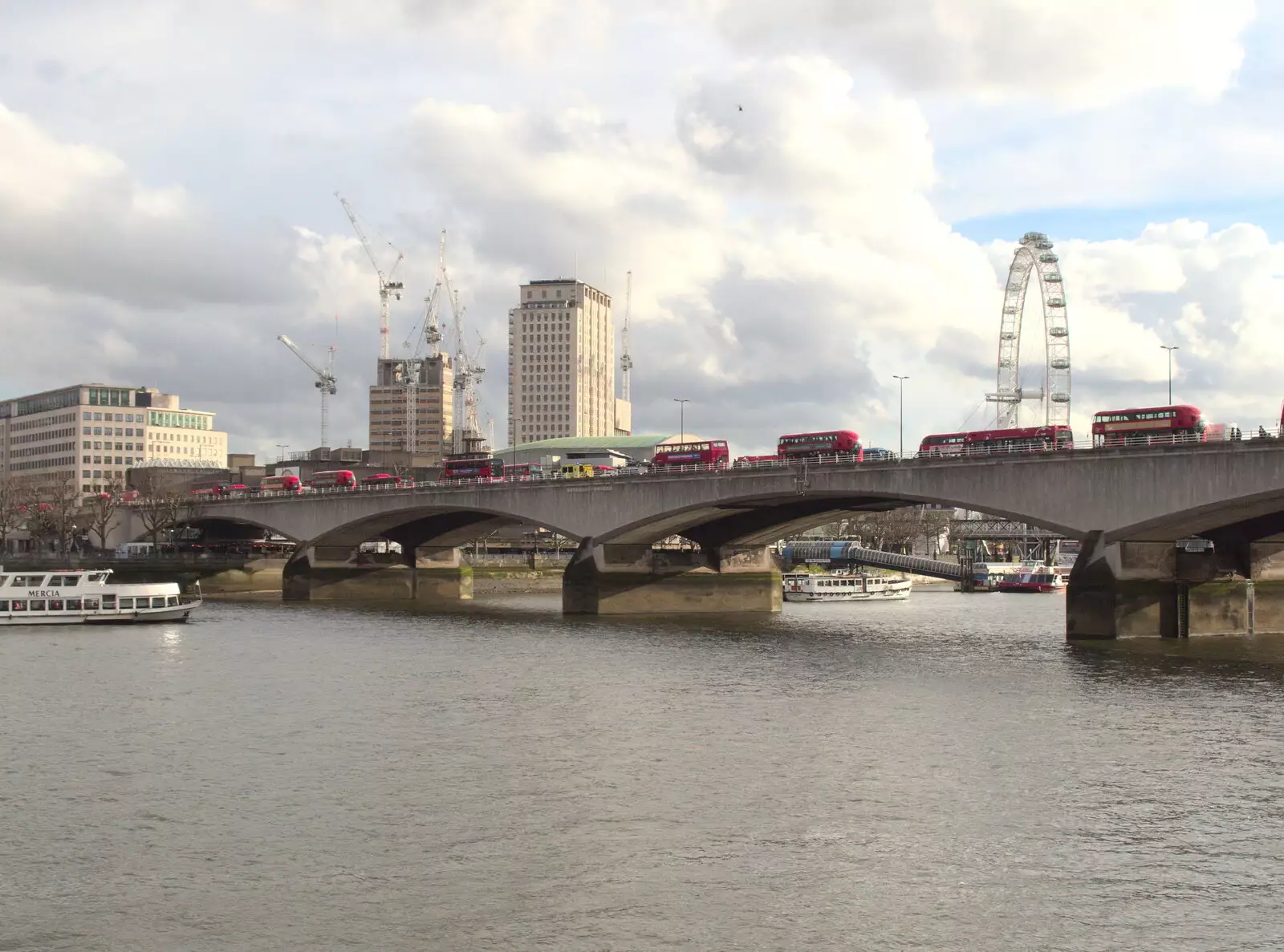 There's a stack of buses on Waterloo Bridge, from Digger Action and other March Miscellany, Suffolk and London - 21st March 2017