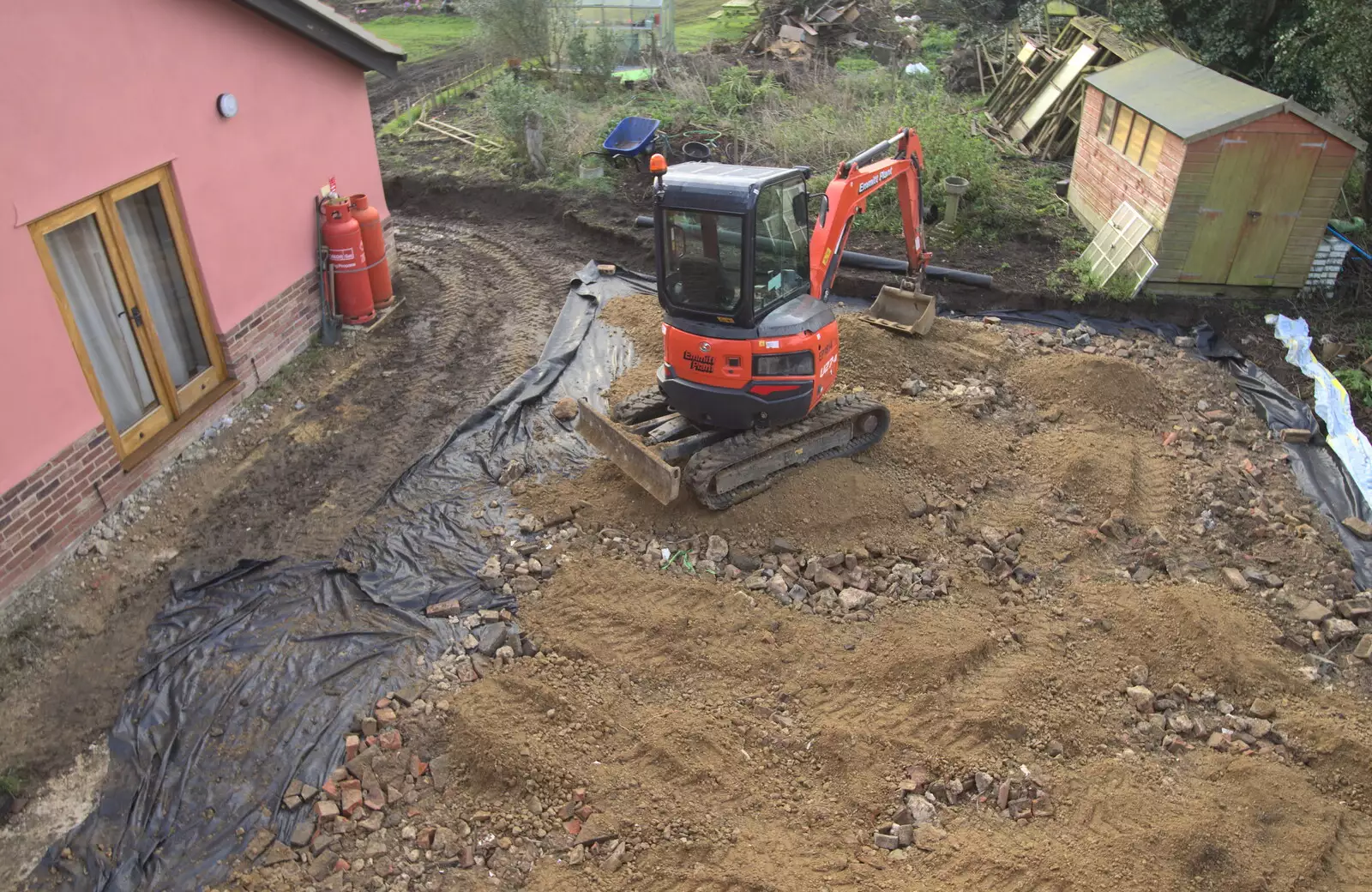 A large area of crushed concrete is laid, from Digger Action and other March Miscellany, Suffolk and London - 21st March 2017