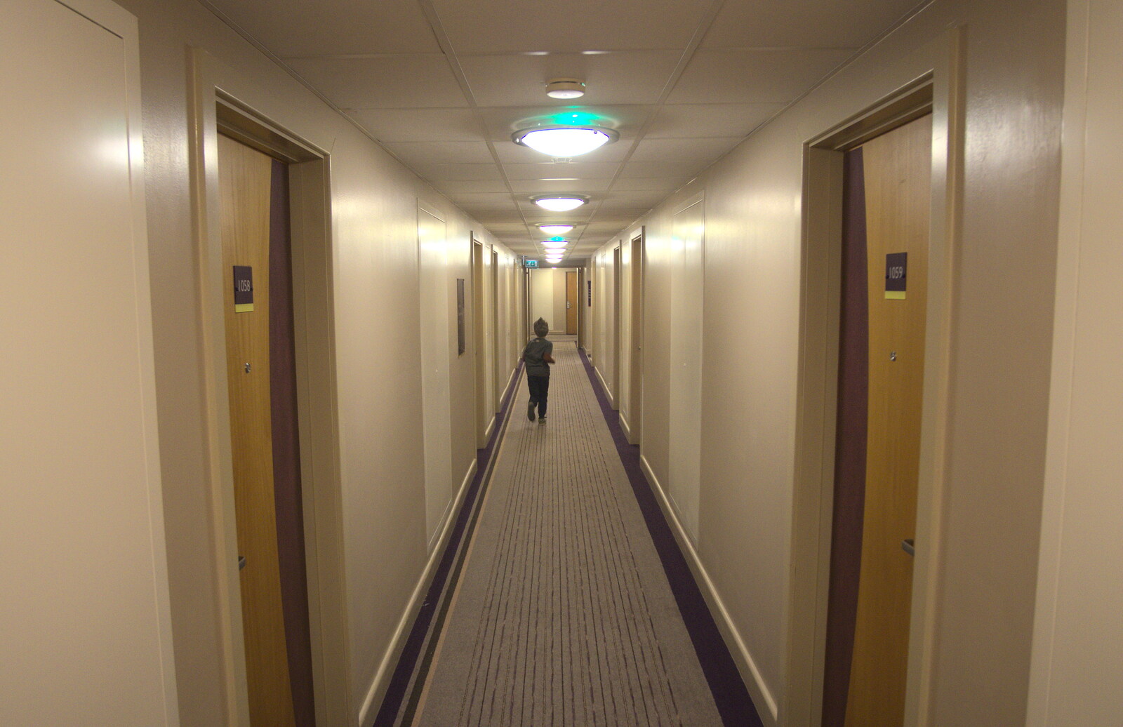 Fred runs around the long corridors of the hotel from A Trip to Legoland, Windsor, Berkshire - 25th March 2017