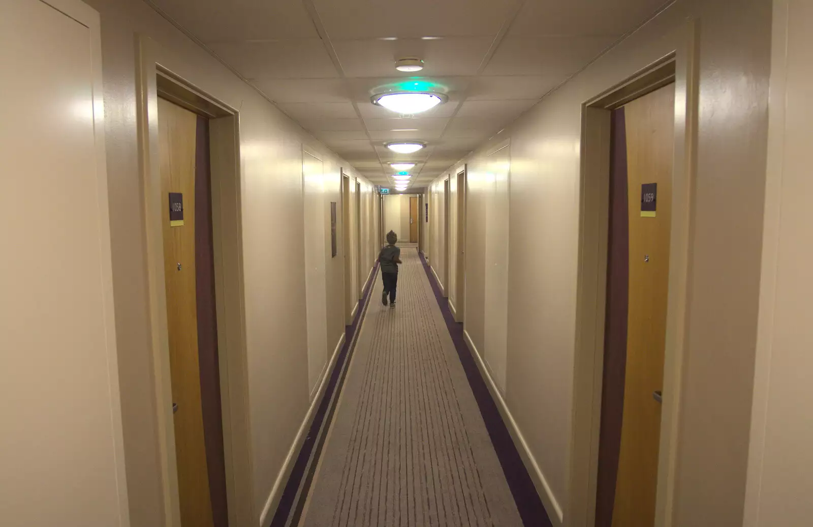 Fred runs around the long corridors of the hotel, from A Trip to Legoland, Windsor, Berkshire - 25th March 2017