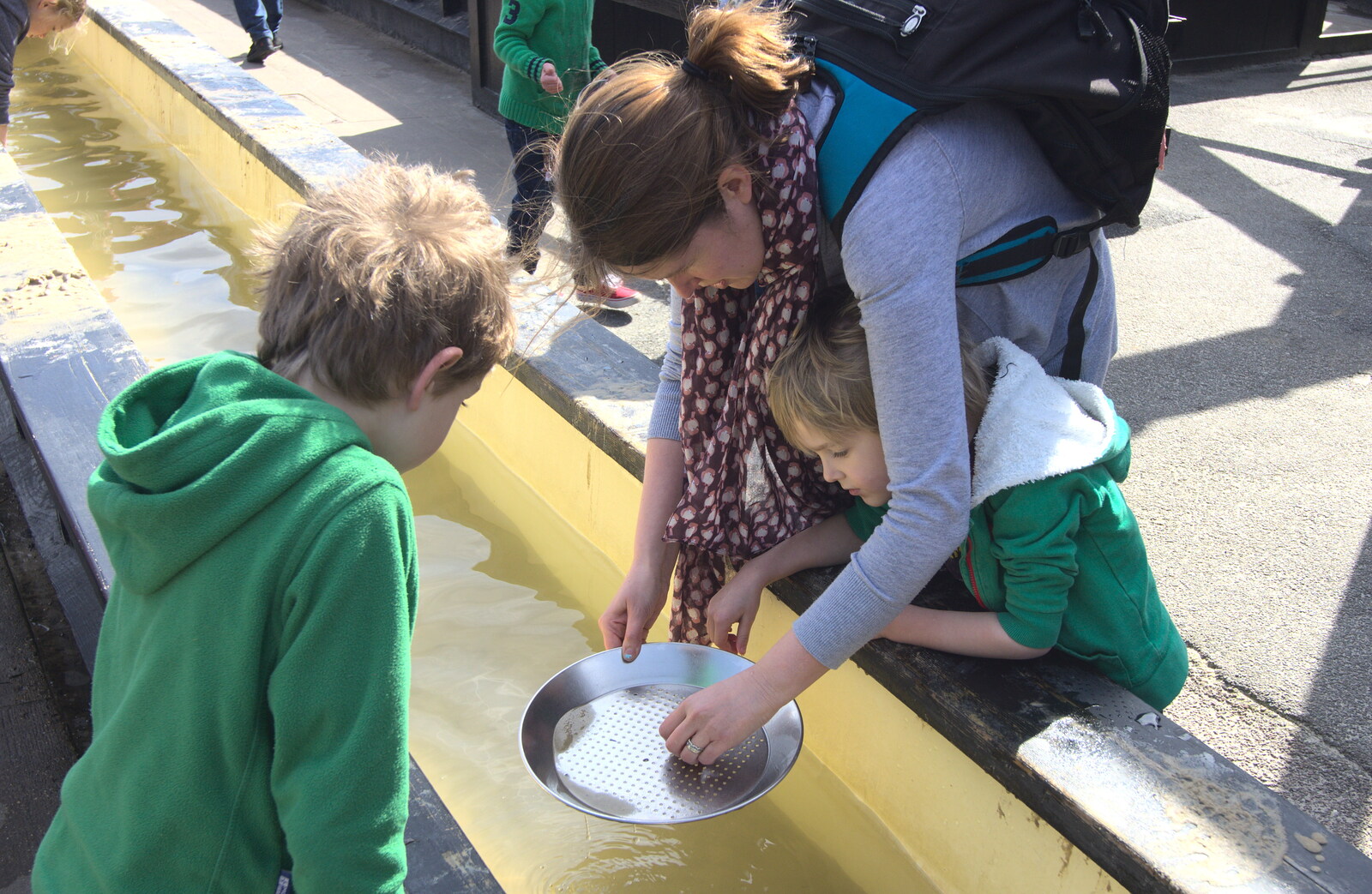 The Boys and Isobel do a bit of 'gold' panning from A Trip to Legoland, Windsor, Berkshire - 25th March 2017