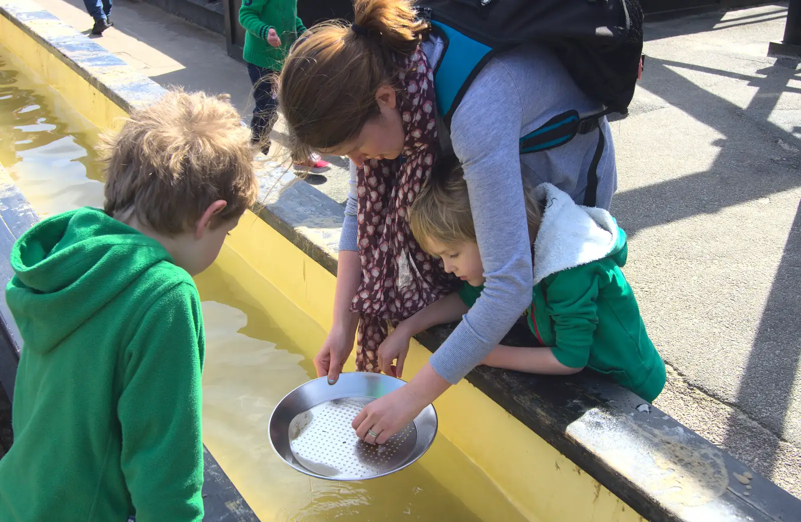 The Boys and Isobel do a bit of 'gold' panning, from A Trip to Legoland, Windsor, Berkshire - 25th March 2017