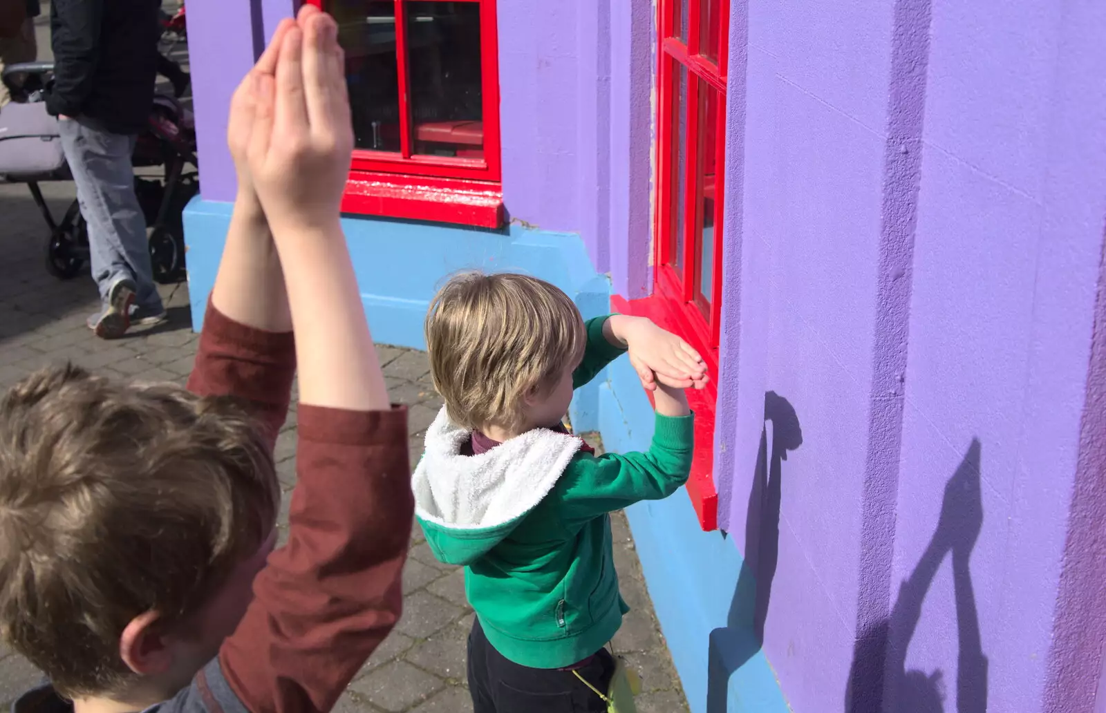 Harry and Fred do shadows, from A Trip to Legoland, Windsor, Berkshire - 25th March 2017