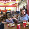 Fred and Isobel in the canteen, A Trip to Legoland, Windsor, Berkshire - 25th March 2017