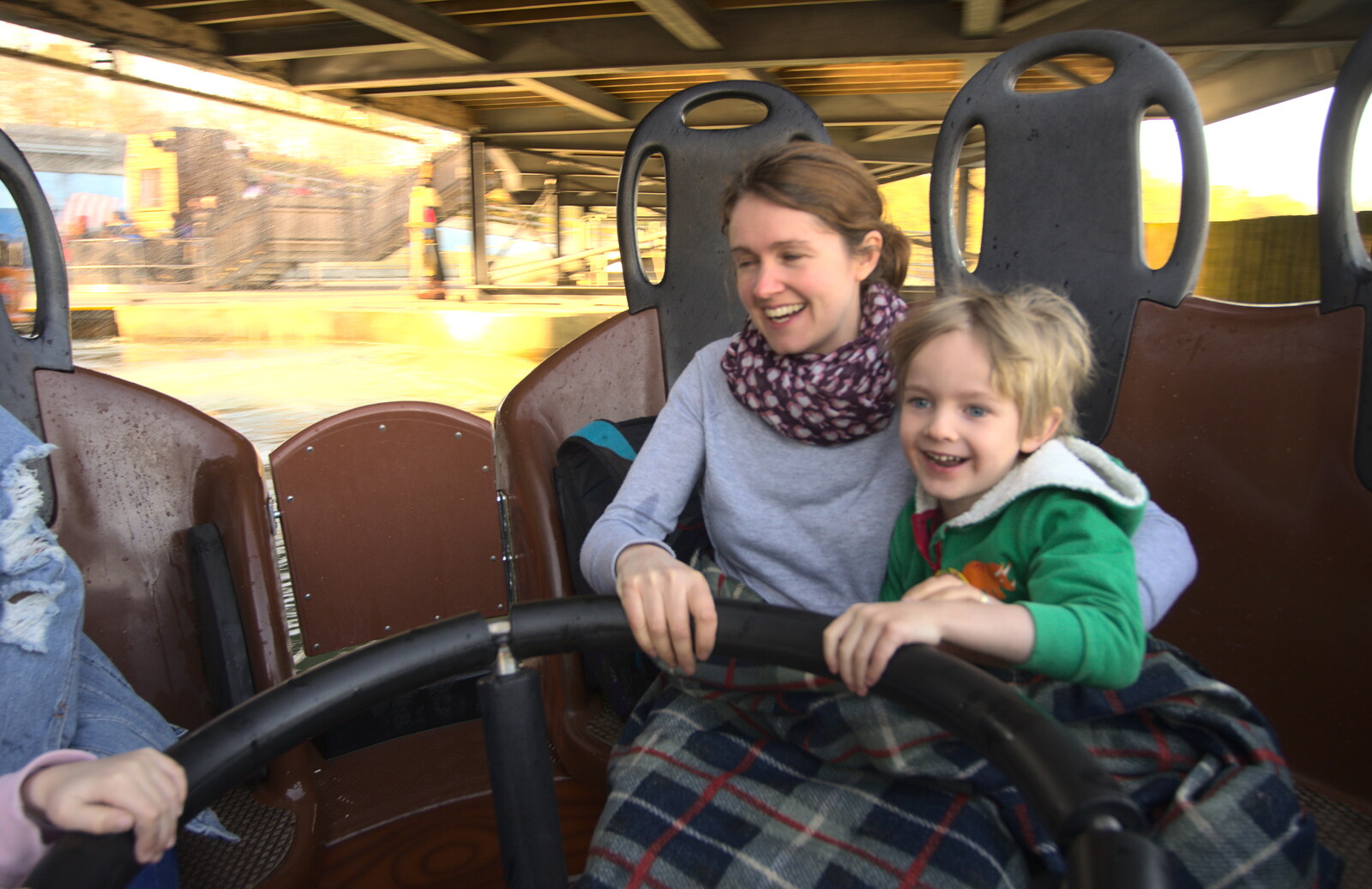 Isobel and Harry on the Viking water ride from A Trip to Legoland, Windsor, Berkshire - 25th March 2017