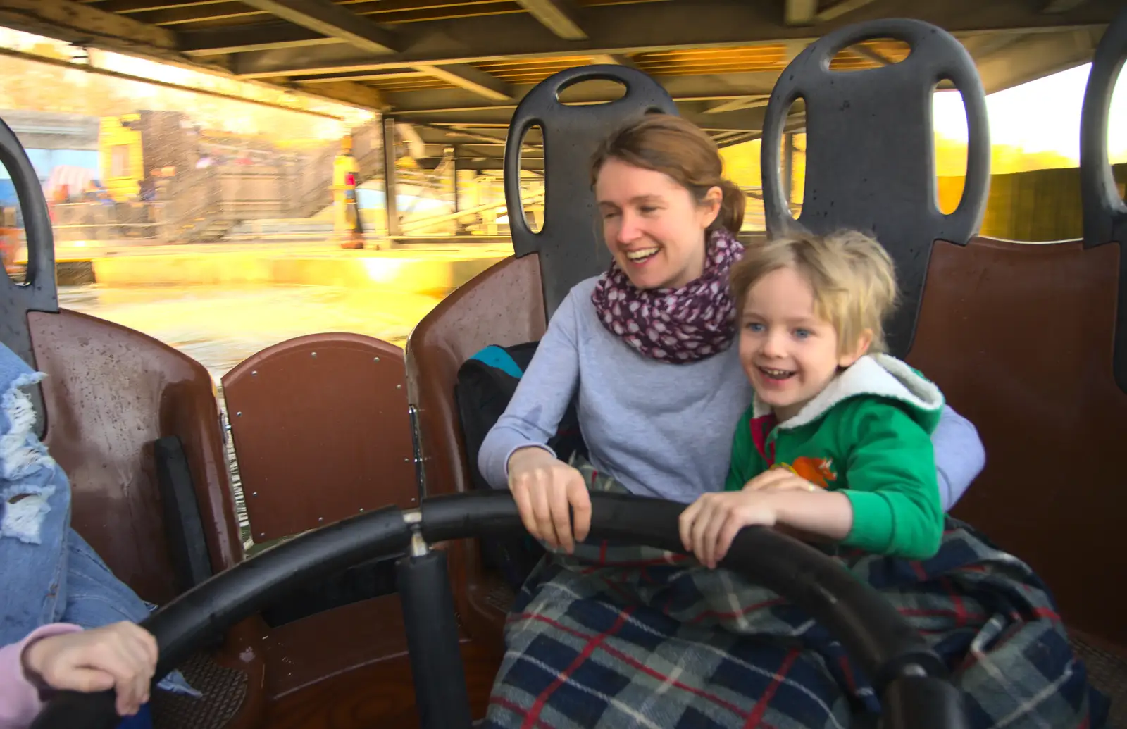 Isobel and Harry on the Viking water ride, from A Trip to Legoland, Windsor, Berkshire - 25th March 2017