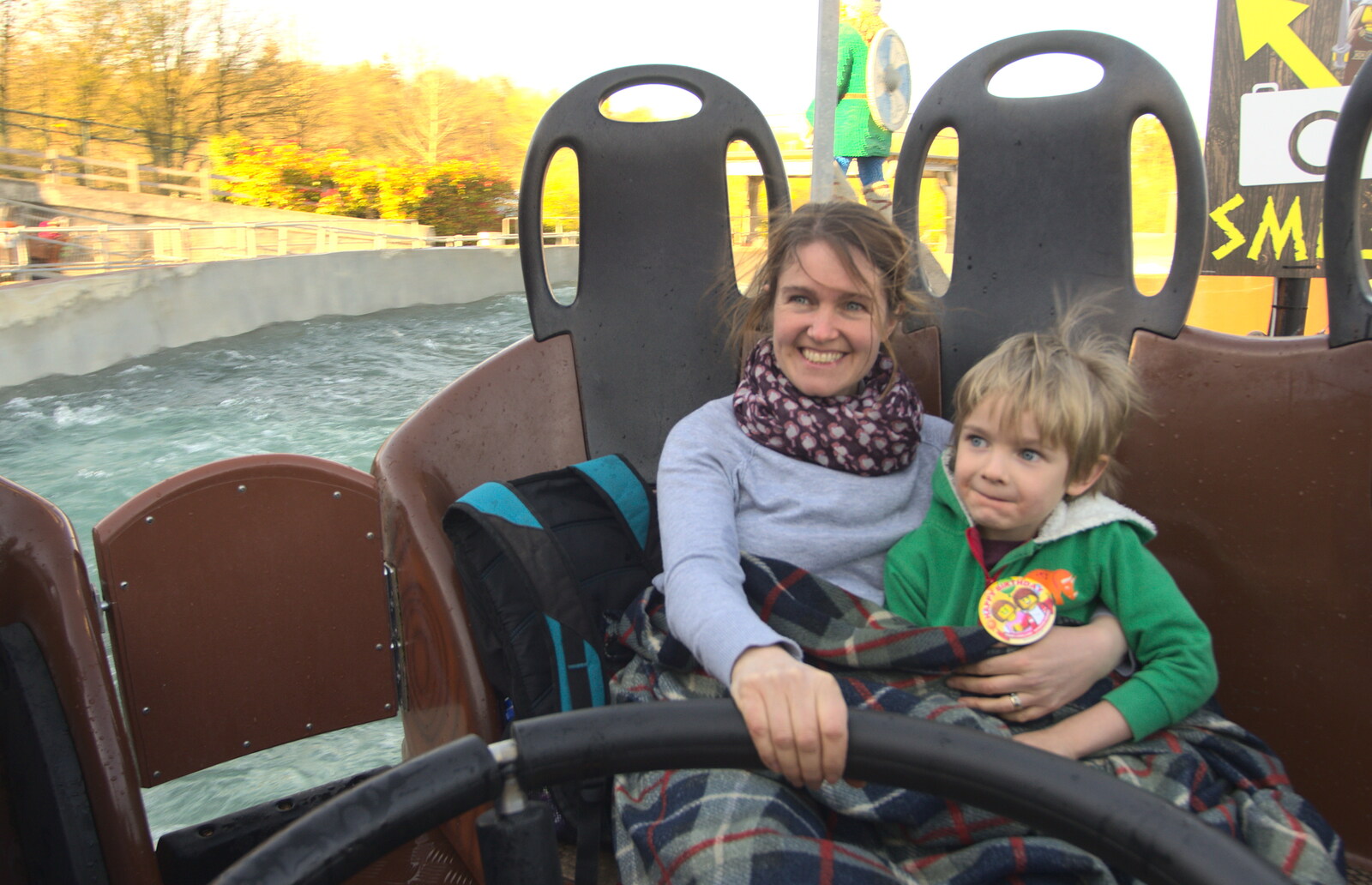 Isobel and Harry on the water ride from A Trip to Legoland, Windsor, Berkshire - 25th March 2017