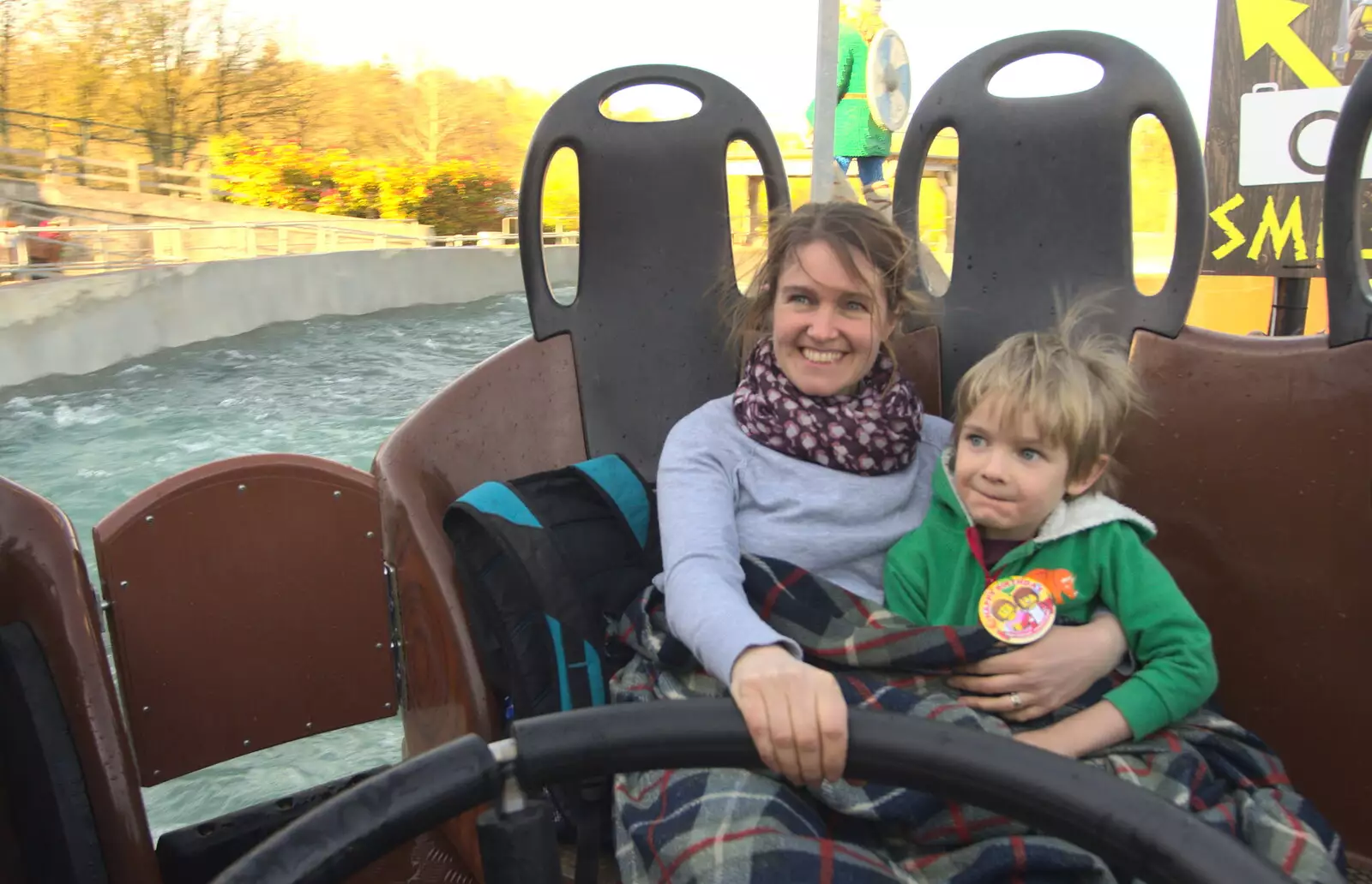 Isobel and Harry on the water ride, from A Trip to Legoland, Windsor, Berkshire - 25th March 2017