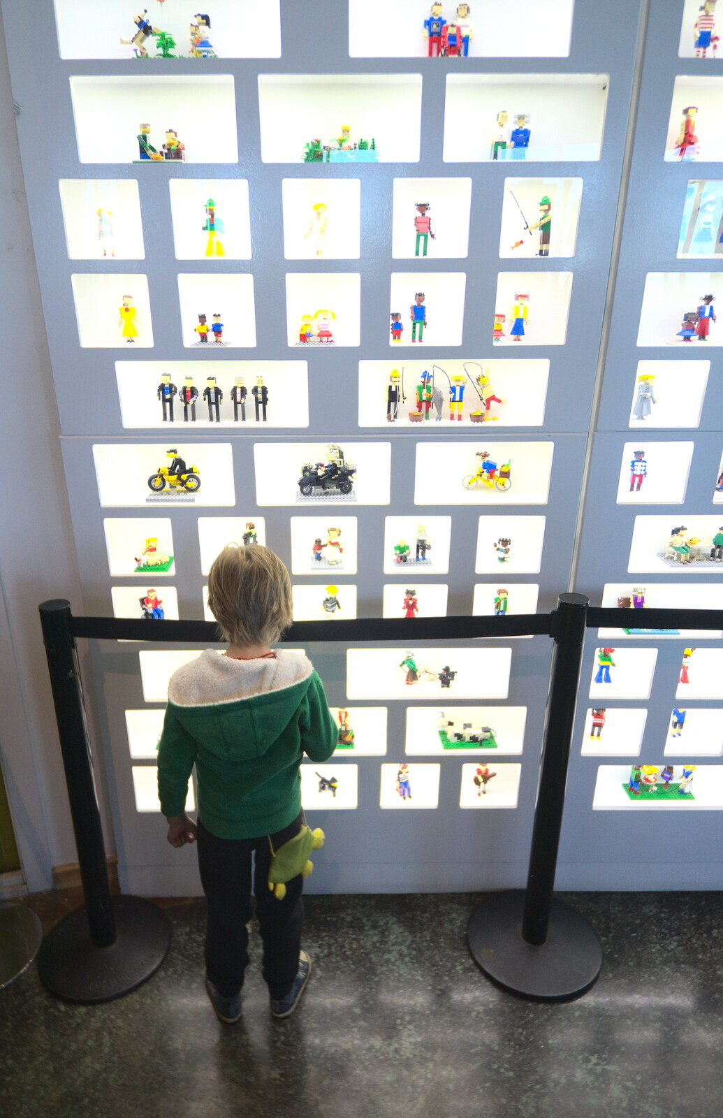 Harry looks at a wall of mini-figures from A Trip to Legoland, Windsor, Berkshire - 25th March 2017