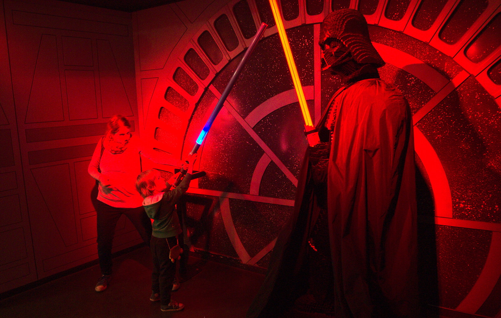 Harry fights Darth Vader from A Trip to Legoland, Windsor, Berkshire - 25th March 2017