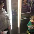 Isobel and Harry in the lift, A Trip to Legoland, Windsor, Berkshire - 25th March 2017