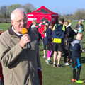 The announcer does some announcing, The Black Dog Festival of Running, Bungay, Suffolk - 2nd April 2017
