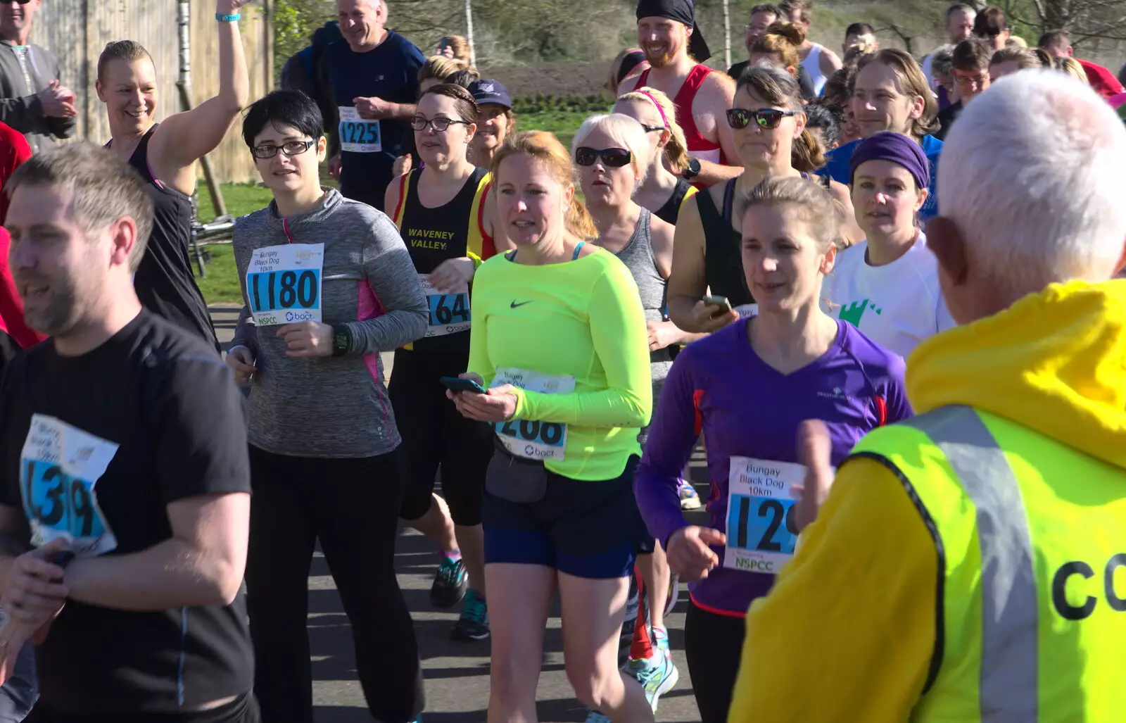 Allyson and Isobel in the pack, from The Black Dog Festival of Running, Bungay, Suffolk - 2nd April 2017