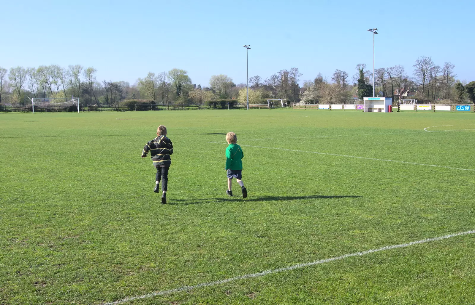 The boys do their own run round the field, from The Black Dog Festival of Running, Bungay, Suffolk - 2nd April 2017