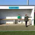 Harry and Fred in the dugout, The Black Dog Festival of Running, Bungay, Suffolk - 2nd April 2017