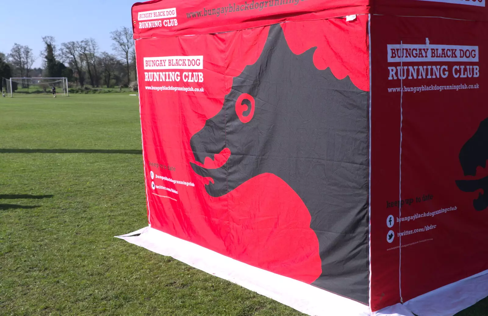 The Black Dog logo on a tent, from The Black Dog Festival of Running, Bungay, Suffolk - 2nd April 2017