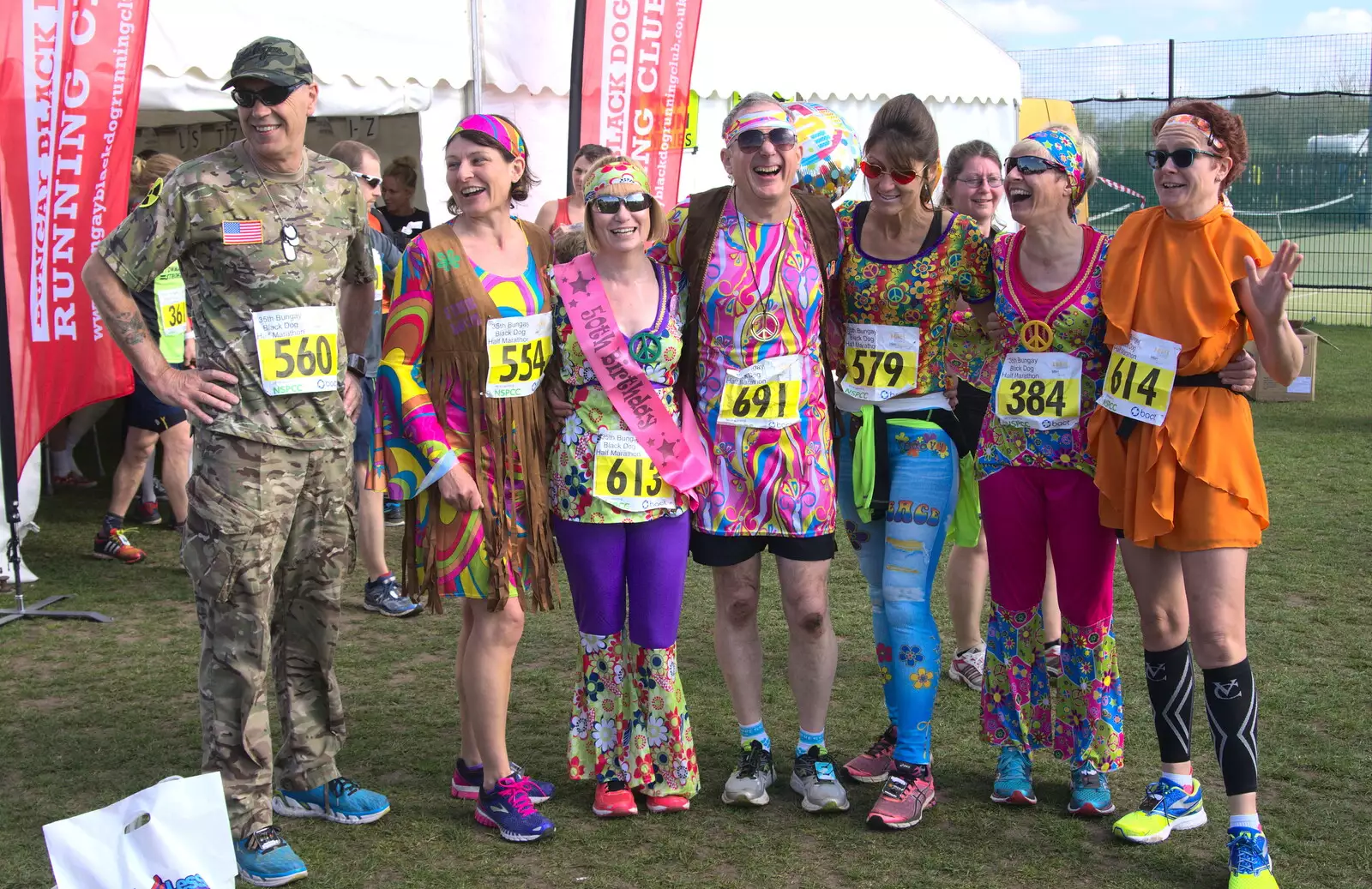 Some half-marathon fun runners get ready, from The Black Dog Festival of Running, Bungay, Suffolk - 2nd April 2017