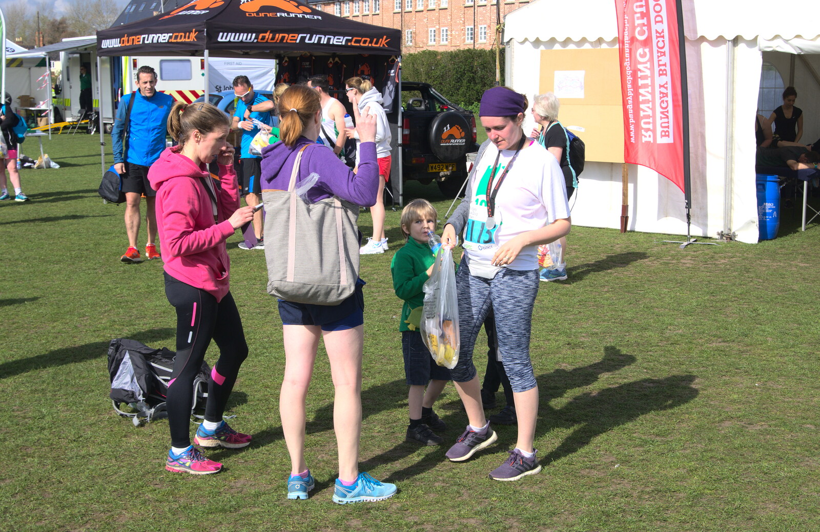 Harry and the runners hang around from The Black Dog Festival of Running, Bungay, Suffolk - 2nd April 2017