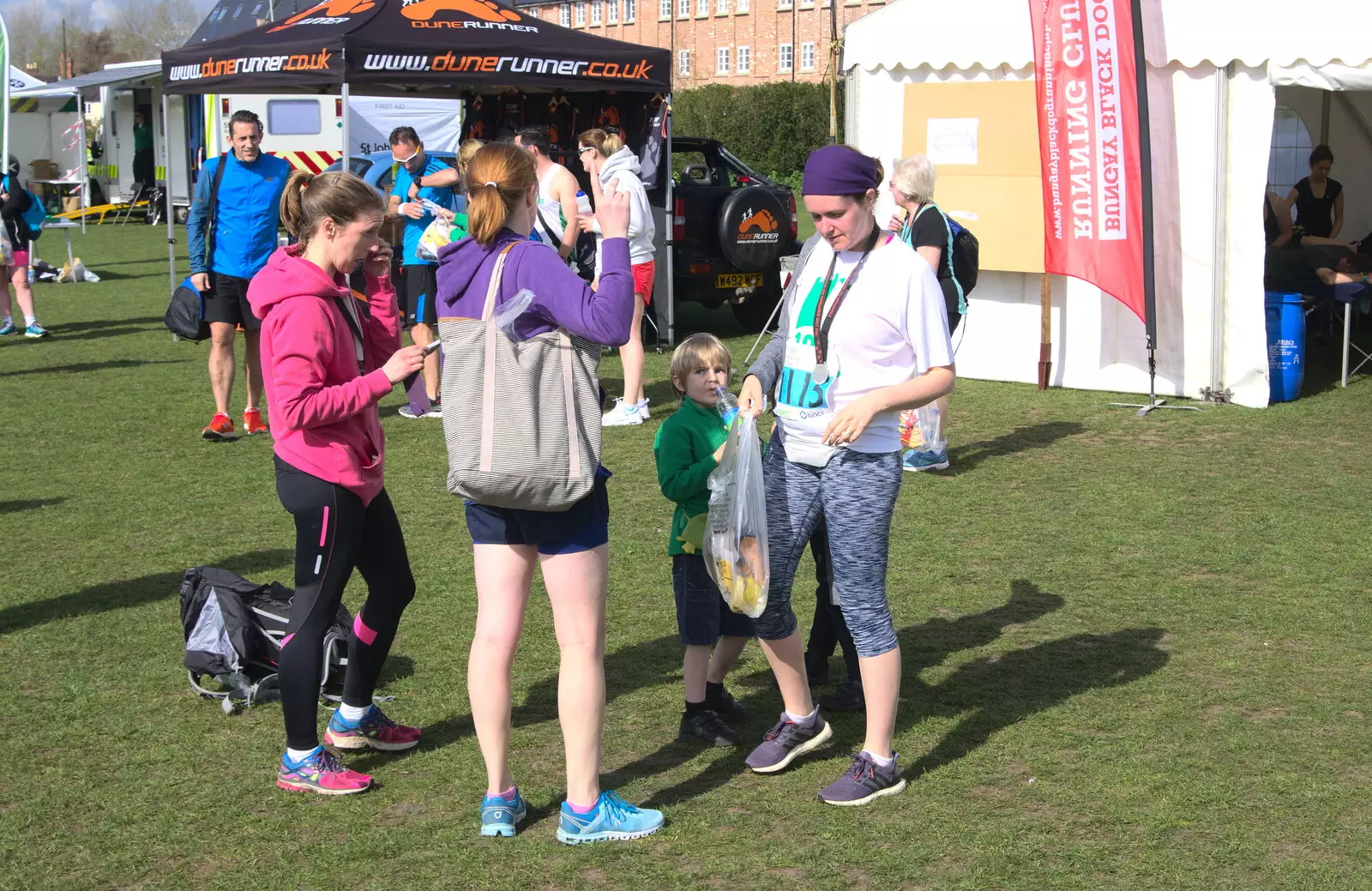 Harry and the runners hang around, from The Black Dog Festival of Running, Bungay, Suffolk - 2nd April 2017