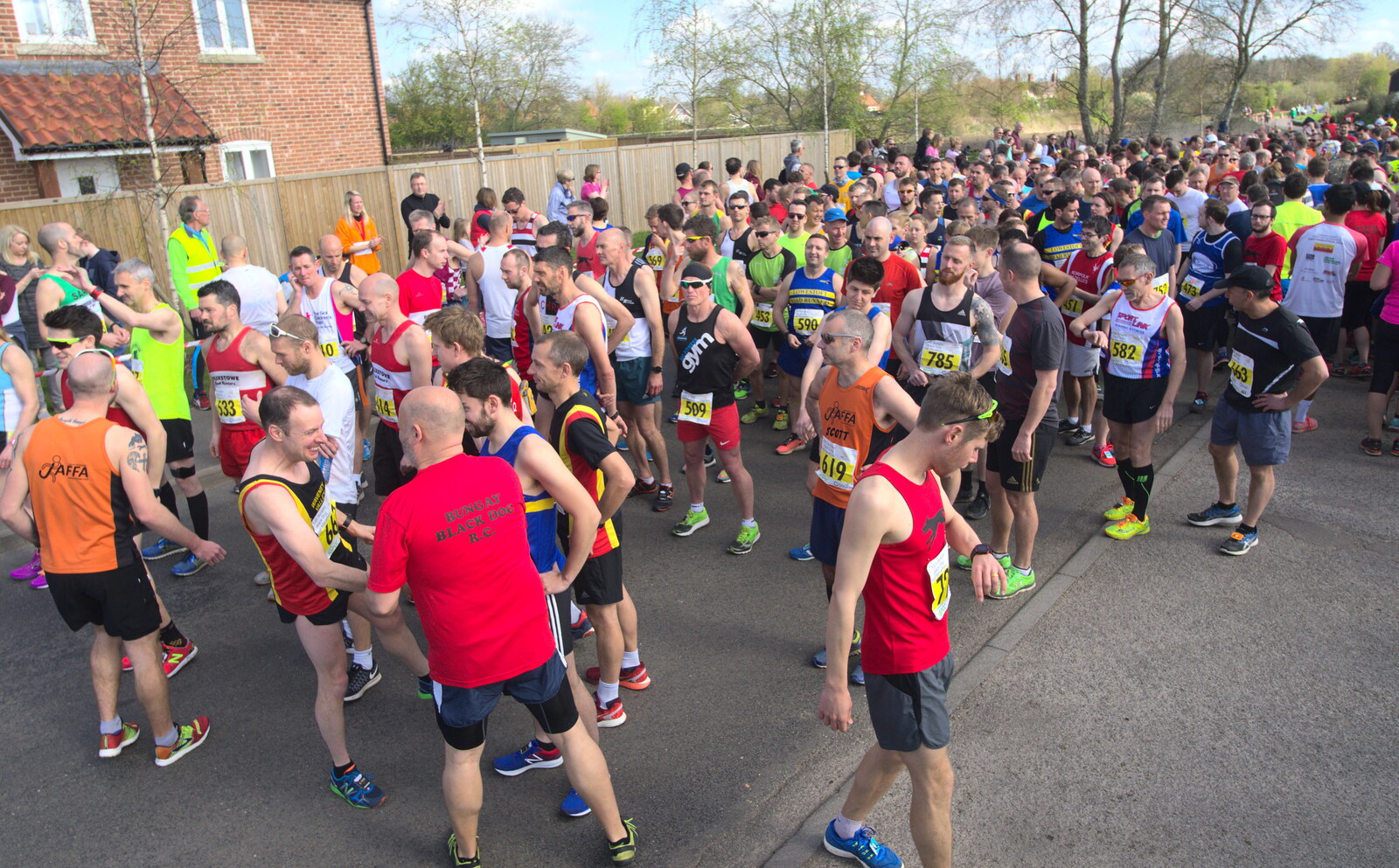 Half-marathon runners at the start line from The Black Dog Festival of Running, Bungay, Suffolk - 2nd April 2017