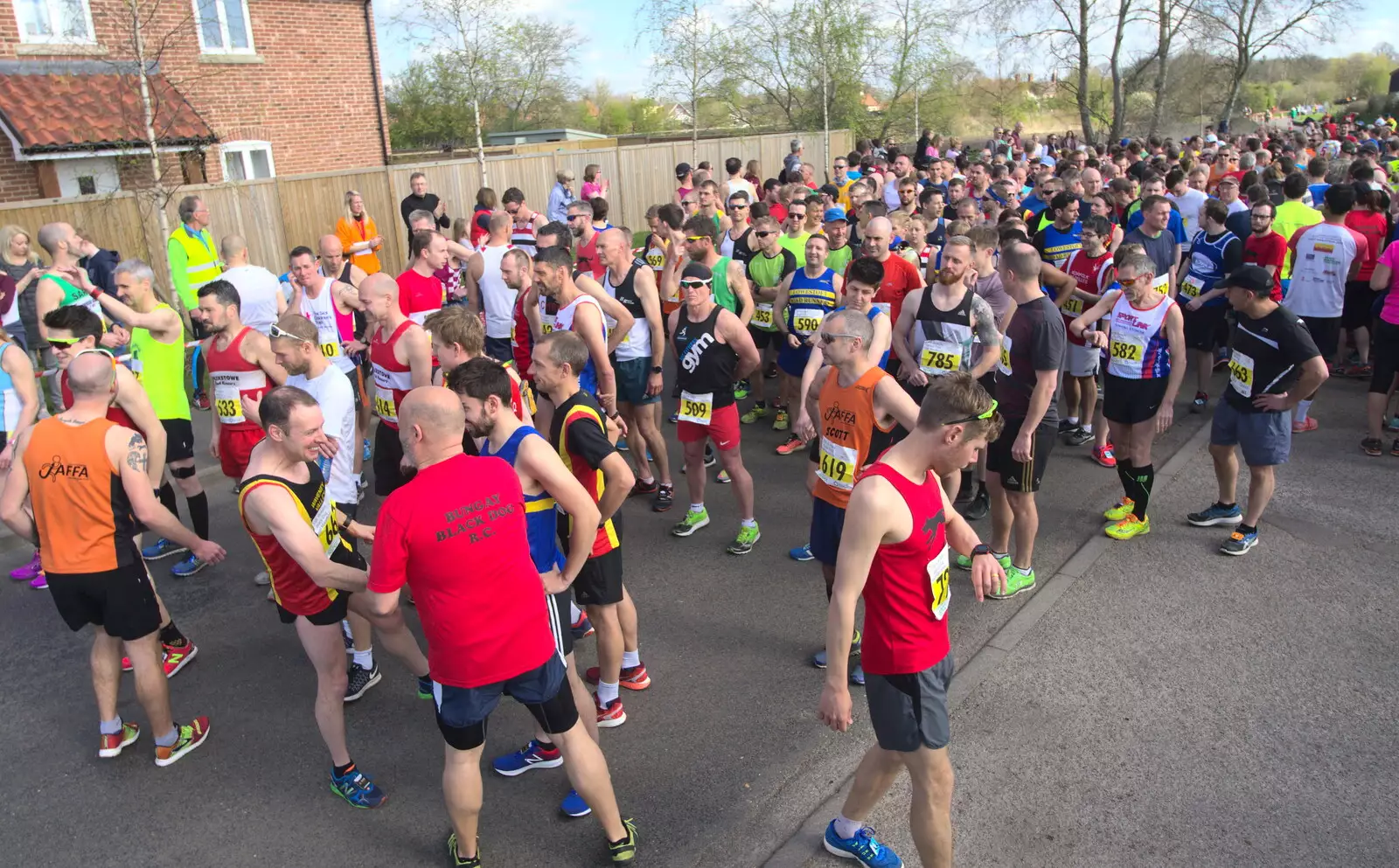 Half-marathon runners at the start line, from The Black Dog Festival of Running, Bungay, Suffolk - 2nd April 2017