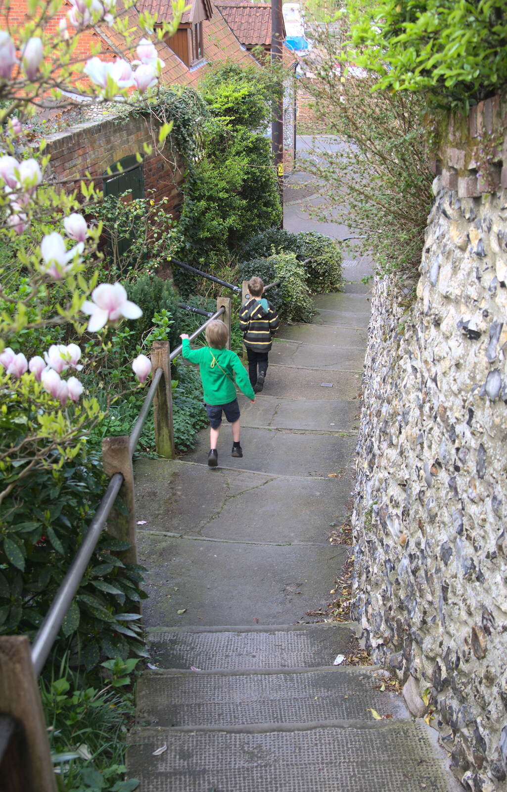 The boys head down to the river from A Postcard from Beccles, Suffolk - 2nd April 2017