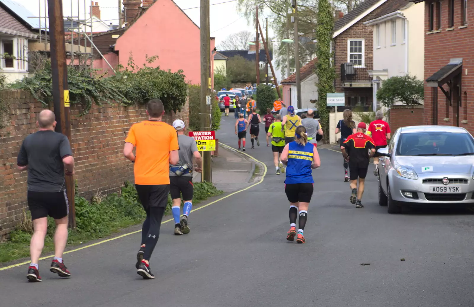 A bunch of half-marathon runners passes by, from A Postcard from Beccles, Suffolk - 2nd April 2017