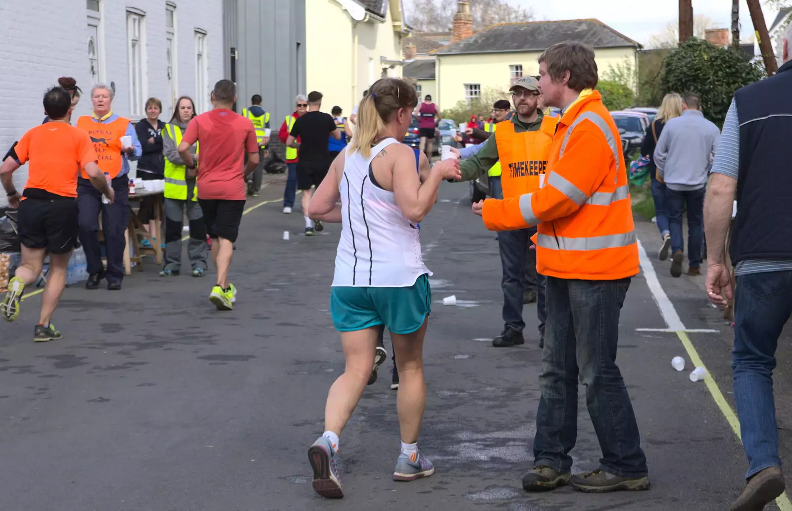 Water is handed out, from A Postcard from Beccles, Suffolk - 2nd April 2017