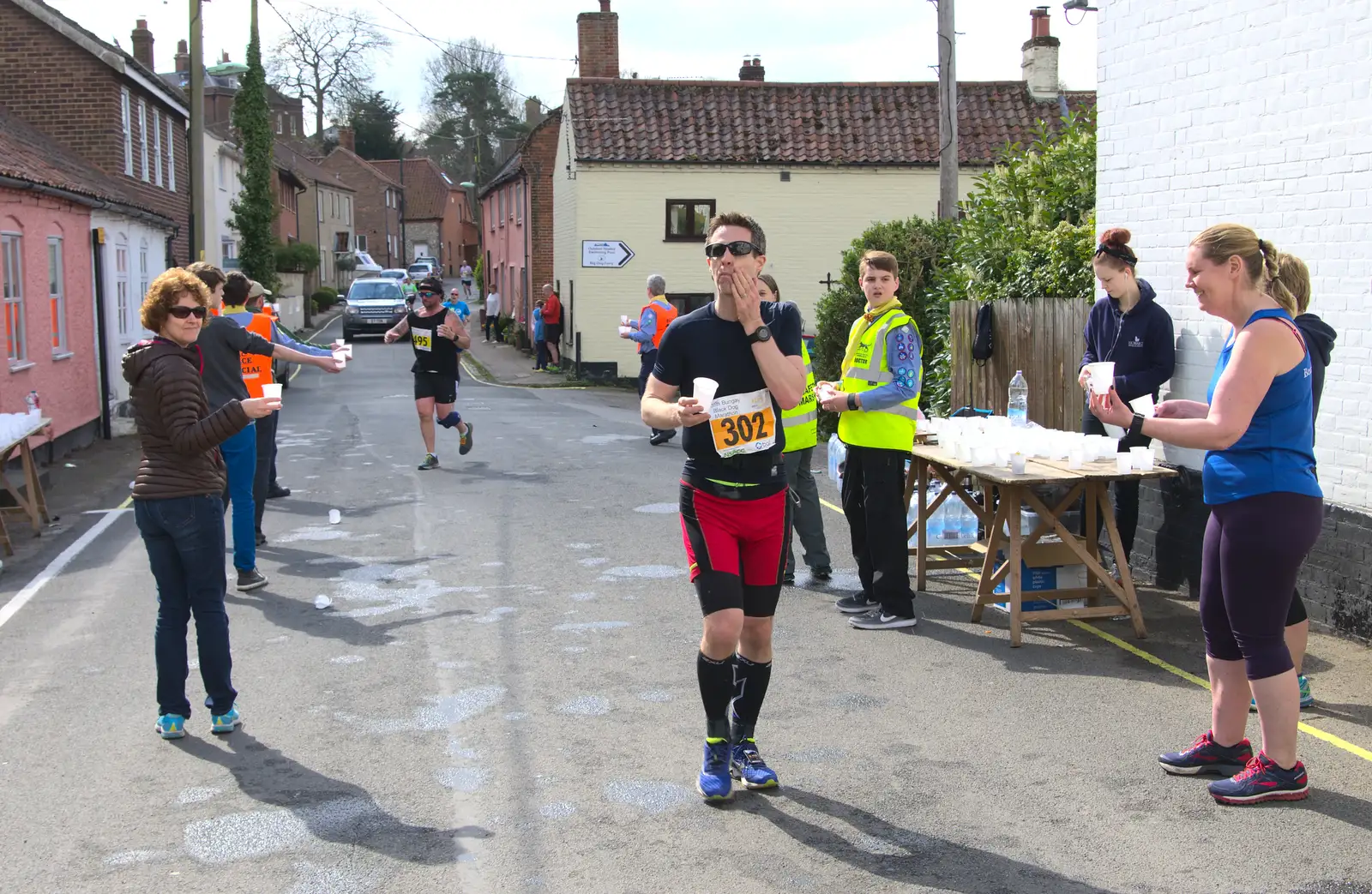 A runner has a quick rest, from A Postcard from Beccles, Suffolk - 2nd April 2017