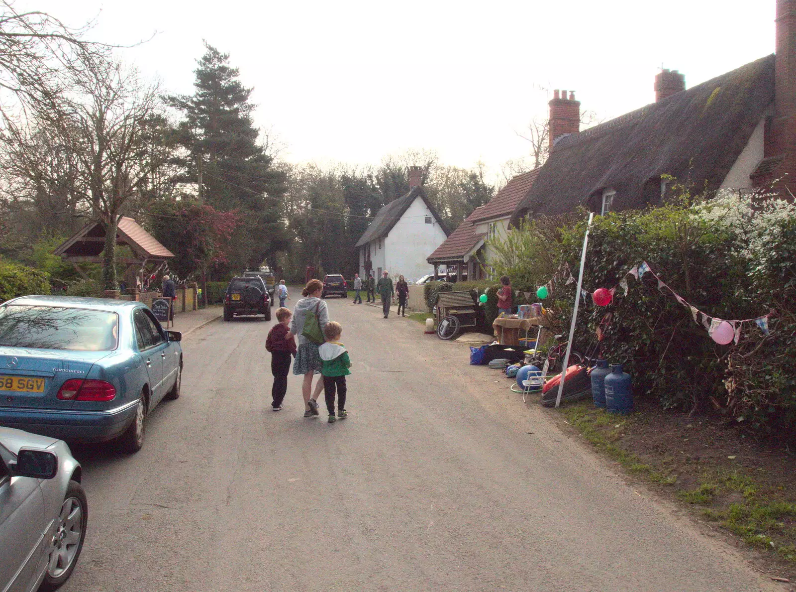 The gang roam The Street at Brome, from Comedy Night, and a Village Yard Sale, Eye and Brome, Suffolk - 8th April 2017