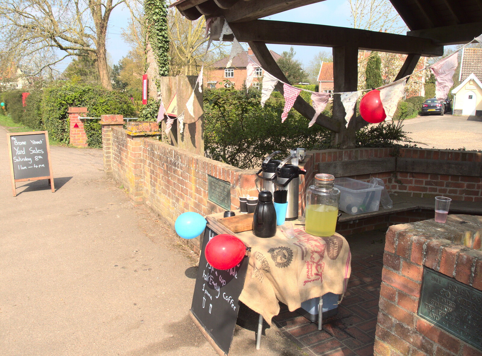 There are refreshments in the memorial shelter from Comedy Night, and a Village Yard Sale, Eye and Brome, Suffolk - 8th April 2017
