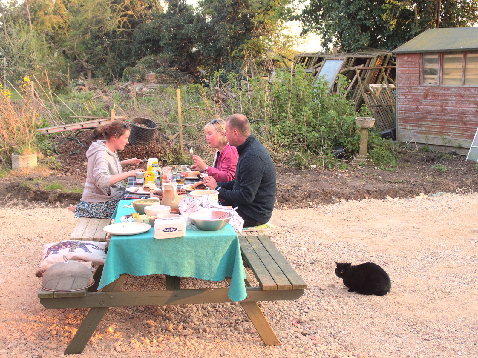 Millie hangs around as we eat dinner outside from Comedy Night, and a Village Yard Sale, Eye and Brome, Suffolk - 8th April 2017
