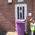 A purple wheelie bin in front of a fire escape, Cycling to Bigod's Castle, Eye, Suffolk - 9th April 2017