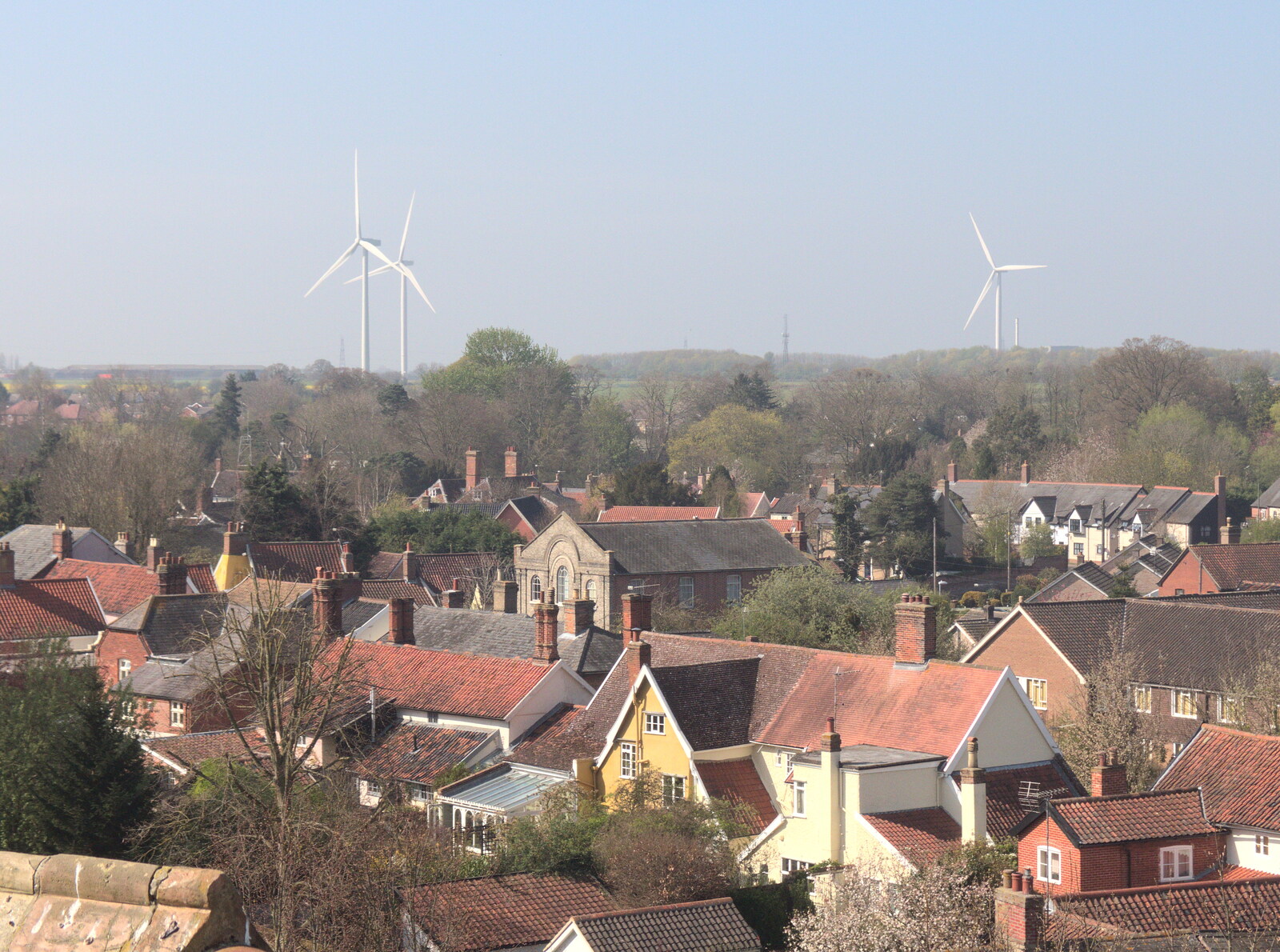 Wind turbines in the distance from Cycling to Bigod's Castle, Eye, Suffolk - 9th April 2017
