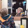 Harry admires his reflection, Grandma J's and a Day on the Beach, Spreyton and Exmouth, Devon - 13th April 2017