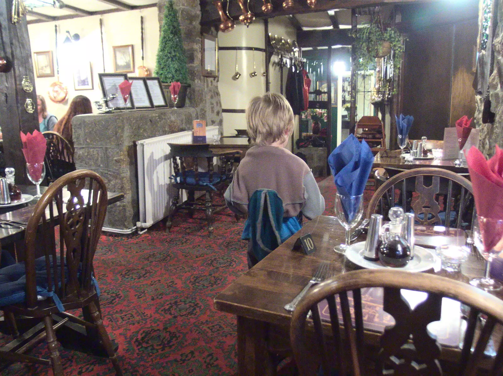 Harry roams around in the Cobley's restaurant, from Grandma J's and a Day on the Beach, Spreyton and Exmouth, Devon - 13th April 2017