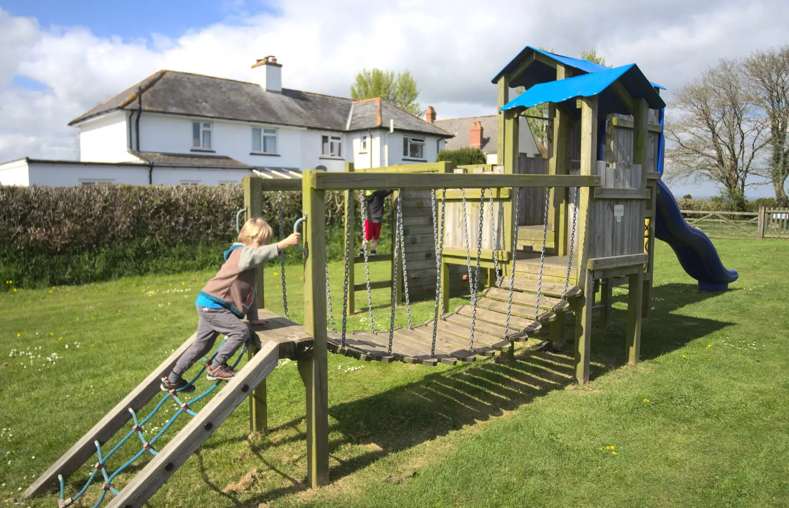 Harry in the community playground, from Grandma J's and a Day on the Beach, Spreyton and Exmouth, Devon - 13th April 2017