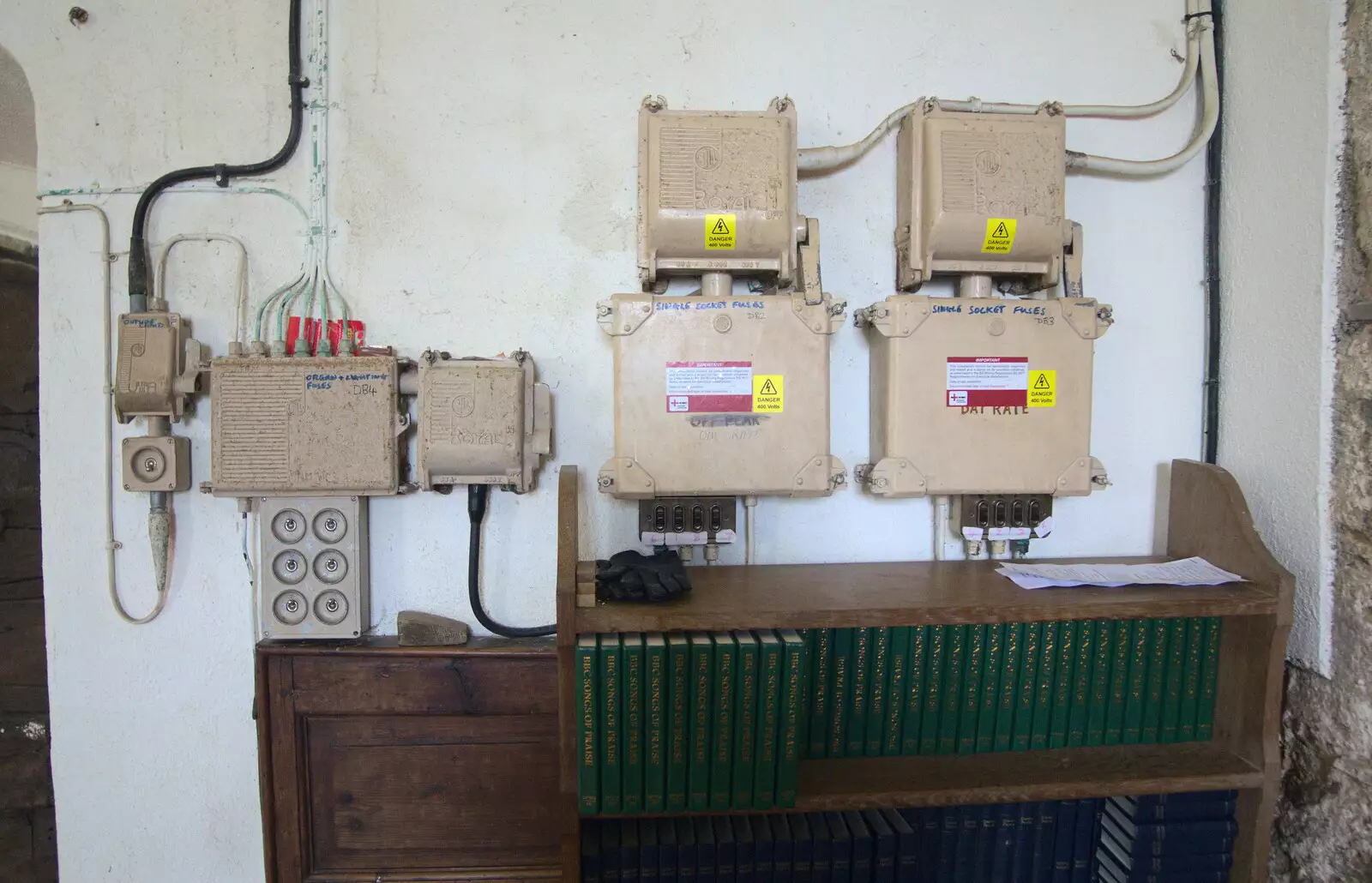 Old-school electricals in the church, from Grandma J's and a Day on the Beach, Spreyton and Exmouth, Devon - 13th April 2017