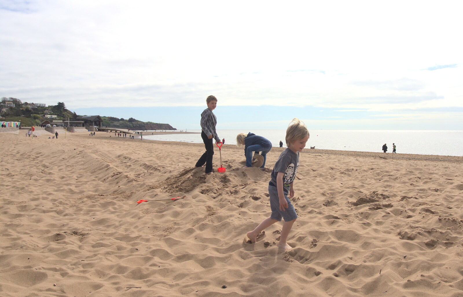 Fred and Harry on the beach at Exmouth from Grandma J's and a Day on the Beach, Spreyton and Exmouth, Devon - 13th April 2017