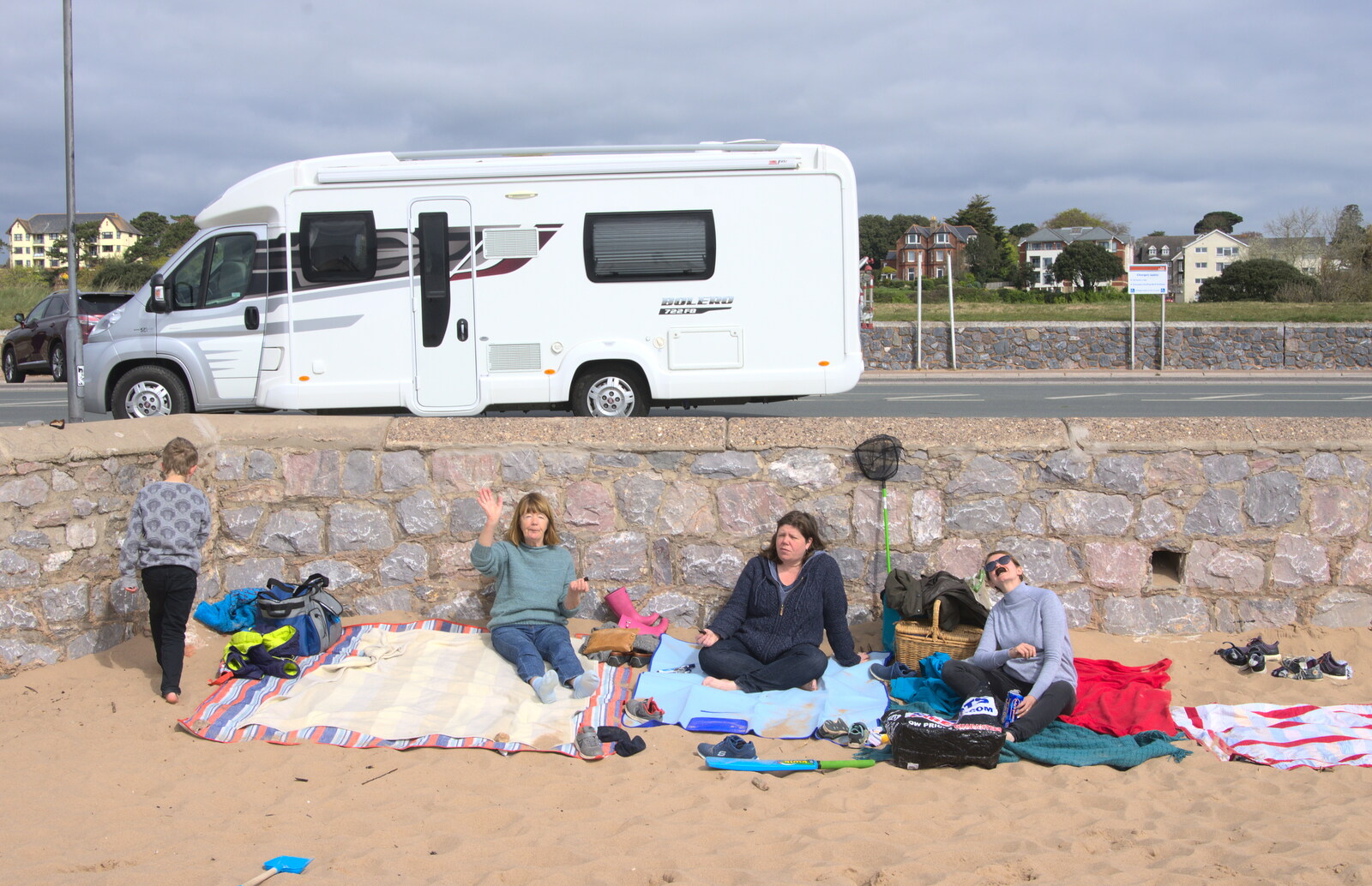 Mother waves from Grandma J's and a Day on the Beach, Spreyton and Exmouth, Devon - 13th April 2017
