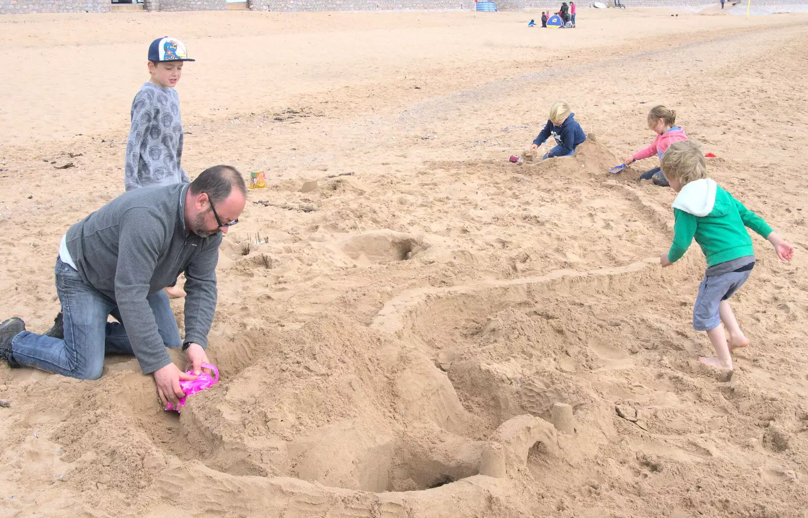 Matt and the boys are contructing, from Grandma J's and a Day on the Beach, Spreyton and Exmouth, Devon - 13th April 2017